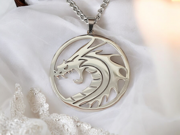 collier dragon acier inoxydable